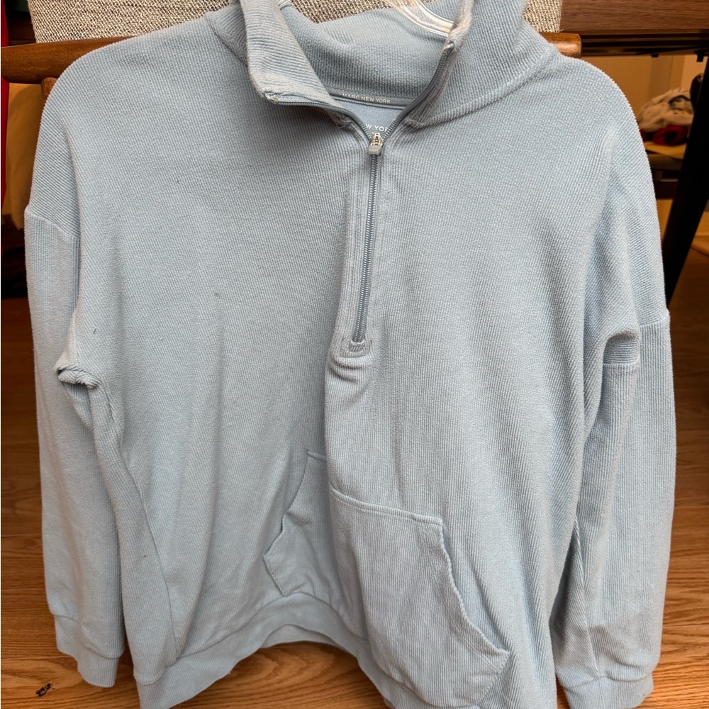 Marc New York Women's Light Blue Zip-Up Top